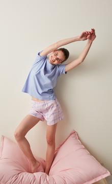 Relax Pink Checked Short Pj Set