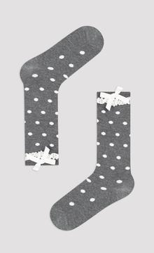 Girls Grey Dot Pant Socks