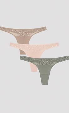 Chilot Thong Fresh Spring Lace Detailed 3 Buc
